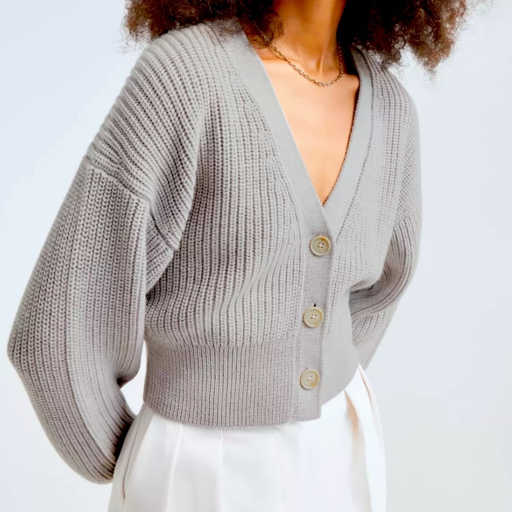 Babaton gray cropped Canberra cardigan, Small